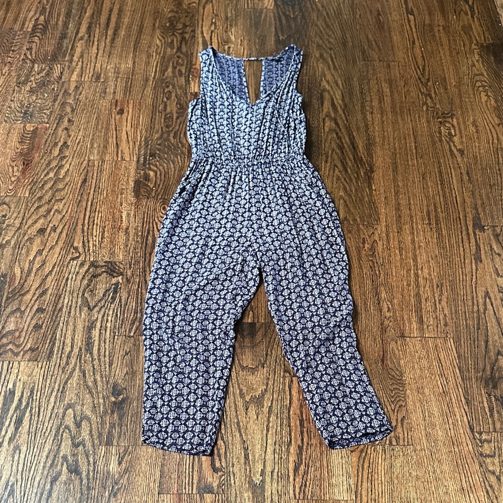 Navy Patterned Jumpsuit - image 4